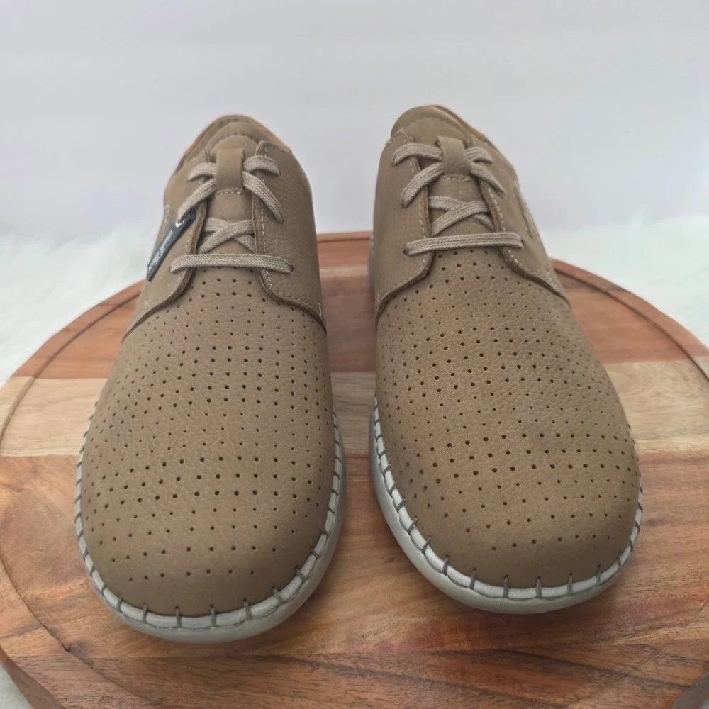 Josef Seibel Louis 06 Mens Sz 46 Taupe Leather Perforated Oxford Shoes 38406 NIB